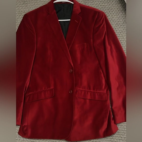 Adolfo Men’s Red Velvet Suit Jacket - Picture 1 of 4